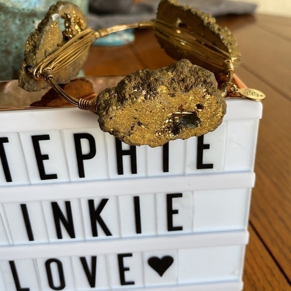 𝅺STUNNING Fools Gold- Pyrite (Raw not tumbled) Stone Bangle Bracelet. - Picture 3 of 7